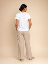 T-shirt slim fit con ricamo frontale Celeste