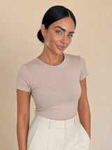 T-shirt aderente in misto seta Seralya