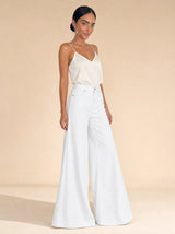 Pantalone denim a palazzo leggermente zampetta Elara