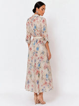 Abito chemisier in tencel stampa fiori, foderato dentro