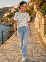 T-shirt over con stampa bassotti Teckelia