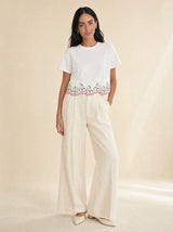 T-shirt con ricami ciliegie e bordo ondulato Ceriselle