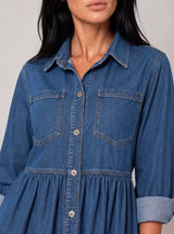 Abito chemisier in jeans leggero con tasche frontali Marea Blu Jeans