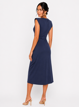 Abito in tencel smanicato con tasche laterali – Blu scuro