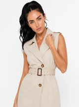 Trench Dress Beige Senza Maniche