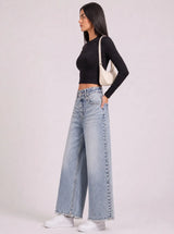 Jeans a Palazzo Vintage con Bottone Incrociato