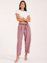 Pantalone misto lino baggy fit Marea Rosso