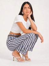 Pantalone misto lino baggy fit Marea Blu Scuro