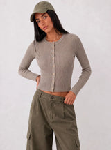 Cardigan a trecce in viscosa fredda – Tortora