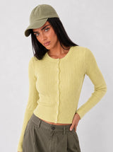 Cardigan a trecce in viscosa fredda - Giallo
