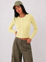 Cardigan a trecce in viscosa fredda - Giallo