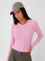 Cardigan a trecce in viscosa fredda - Rosa