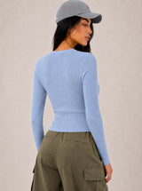 Cardigan a trecce in viscosa fredda - Celeste