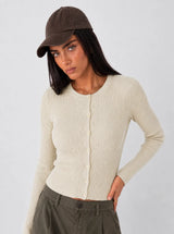 Cardigan a trecce in viscosa fredda – Beige