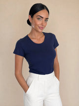 T-shirt aderente in misto seta Seralya