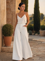 Pantalone denim a palazzo leggermente zampetta Elara