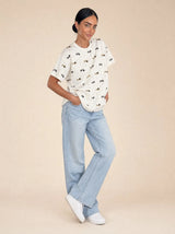 T-shirt over con stampa bassotti Teckelia