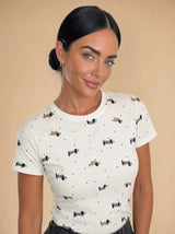 T-shirt over con stampa bassotti Teckelia