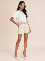 T-shirt con ricami ciliegie e bordo ondulato Ceriselle