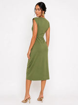 Abito in Tencel smanicato con tasche laterali - Verde Mil