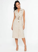 Trench Dress Beige Senza Maniche