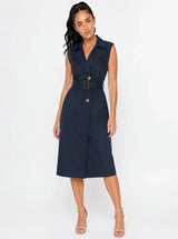 Trench Dress Nero Senza Maniche