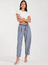 Pantalone misto lino baggy fit Marea Blu Scuro