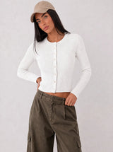 Cardigan a trecce in viscosa fredda - Bianco