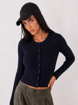 Cardigan a trecce in viscosa fredda – Nero