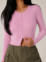 Cardigan a trecce in viscosa fredda - Rosa