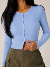 Cardigan a trecce in viscosa fredda - Celeste