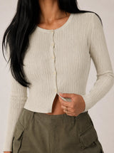 Cardigan a trecce in viscosa fredda – Beige