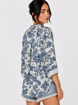 Camicia in puro cotone effetto stropicciato stampa cittadina Skyline